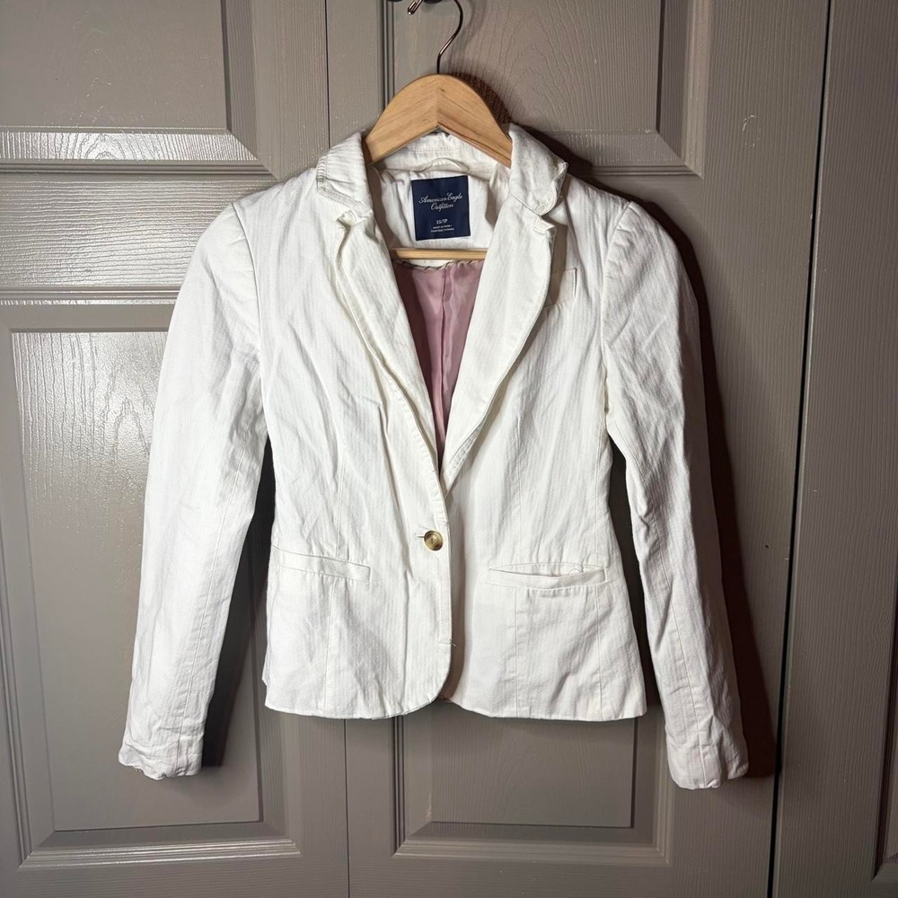 American Eagle Outfitters Womens XS White Y2K Blazer Single Button Lined Jacket